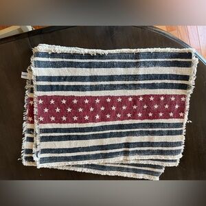 Set/4 Stars & Stripes Patriotic Placemats 20”c15” Woven Cotton Americana USA Mat